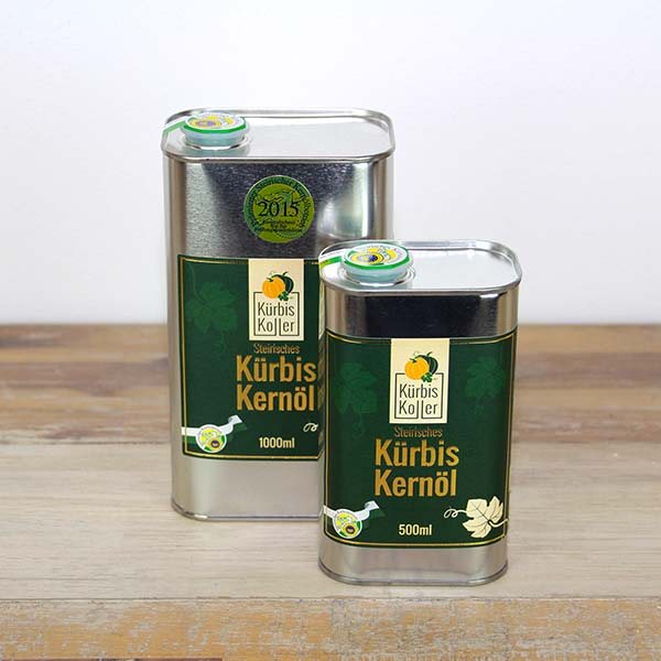 Kürbiskernöl in der Dose